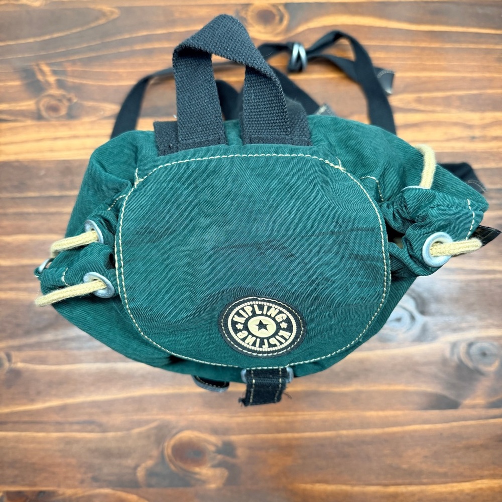 Vintage Kipling Black Nylon Drawstring Backpack Convertible Shoulder Bag EUC - Picture 12 of 15